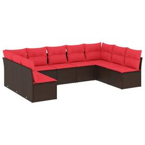 Ensemble de canapés de patio en polyrotin marron 9 pièces avec coussins, mobilier d'extérieur élégant - Product Image 2