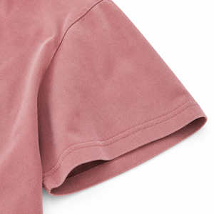T-shirt court ample à col rond pour femme en jersey de coton enzymatique rose poudré, manches courtes, style décontracté - Product Image 6