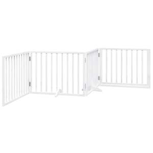 Puerta Plegable para Perros de 4 Paneles con Puerta de Madera de Álamo Blanco de 126.0 Pulgadas, Barrera y Corral para Mascotas - Product Image 6