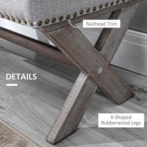 Panca Contenitore Imbottita Grigia con Seduta Rettangolare per Ingresso o Soggiorno - Arredamento per Soggiorno - Product Image 6