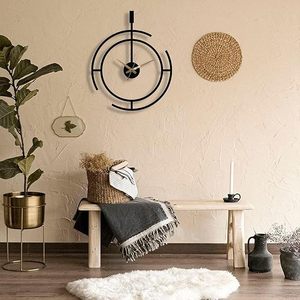 Modern Minimalist Black Metal Wall <b>Clock</b> with Gold Hands Contemporary Geometric Silent Wall <b>Clock</b> for Living Room Office & Home - Product Image 3