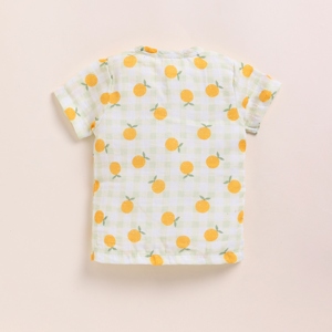Conjunto de muselina orgánica de primera calidad, ropa de bebé con estampado naranja - Product Image 3