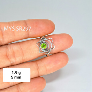 Anillos de Plata de Ley 925 con Peridoto Facetado de Forma Redonda, Joyería de Plata a Precio de Mayoreo para Aniversario - Product Image 2