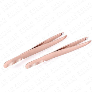 2PCS Rose Gold Stainless Steel Eyebrow Tweezers Set with Comb Slant Tip Professional Makeup Beauty Grooming Tools - Product Image 6