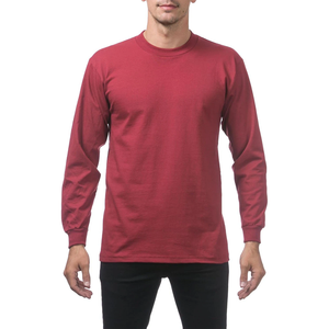 Camiseta de Manga Larga para Hombre, Cuello Redondo, 100% Algodón, Color Rojo Sólido, Estilo Casual, Corte Regular, Antiarrugas, Transpirable, Más Vendida y en Tendencia - Product Image 5
