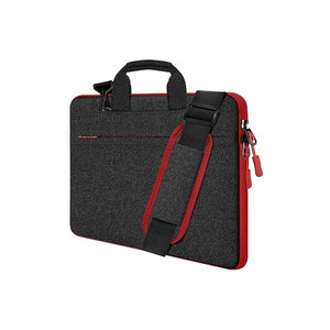 Neoprene Laptop <b>Case</b> With Zipper Closure And Front Pocket Red Trim Minimalist Design For Business Travel - Product Image 1