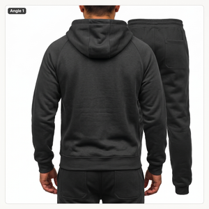 OEM Customizable Athletic Wear for Men Cotton Fleece <b>Techwear</b> Half Zip Tactical Jogger Set XS Solid Windproof Blank Sweatsuit - Product Image 2