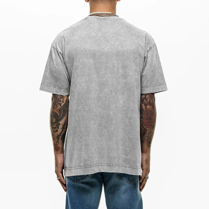 Camiseta de manga corta para hombre, 270g, estilo lavado y desgastado, estilo urbano, holgada, informal y elegante. - Product Image 2