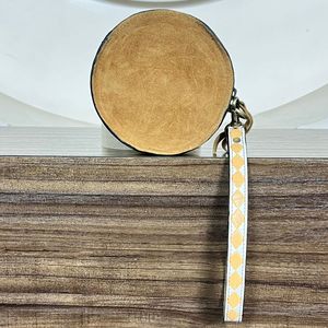 Nouvelle pochette ronde motif orage et éclairs, porte-monnaie à carreaux avec dragonne pour femme, portefeuille zippé en cuir repoussé, sac mignon - Product Image 5