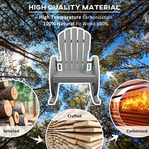 Sedia a dondolo in legno con schienale a doghe, oversize, per esterni, colore grigio ardesia - Product Image 6