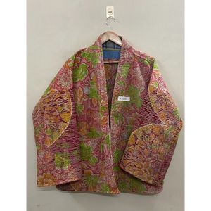 Handmade 100% Cotton Patchwork kantha Kimono <b>Jacket</b> Full Sleeve Shawl Collar Eco-Friendly Women's Wear <b>jacket</b> - Product Image 3