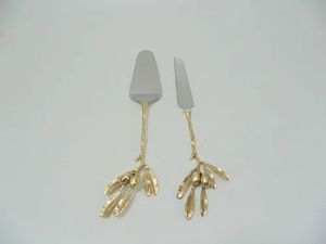Ensemble de couteaux à fromage à manche en céramique florale avec lames en acier inoxydable poli miroir, compatibles lave-vaisselle, ustensiles de service pour fêtes - Product Image 4