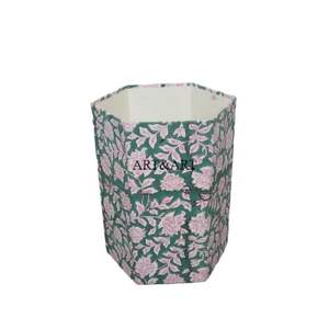 Poubelle de bureau en carton, grande capacité, imprimée à la main avec motifs floraux, pour le rangement et la gestion des papiers - Product Image 1