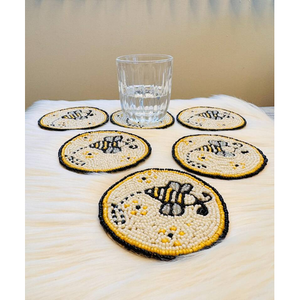 Custom Designed Unique Glass <b>Bead</b> Cocktail <b>Coasters</b> Reusable for Housewarming Gifts Cartoon Style - Product Image 2