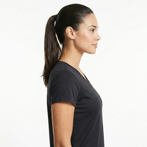 Camiseta de Cuello en V para Mujer con Logotipo Personalizado, Camiseta Lisa de Algodón, Manga Corta, Corte Ajustado, Tops Deportivos Femeninos, Fabricante - Product Image 4