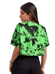 T-shirts courts en polyester pour femmes OEM, T-shirts personnalisés pour femmes, T-shirt court à manches courtes tie-dye, T-shirt pour femmes grande taille et surdimensionné - Product Image 4