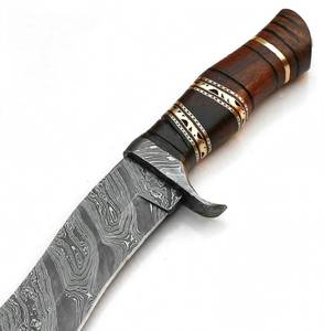 Herramienta utilitaria pesada de acero damasco forjado a mano, personalizada OEM, con mango de madera y cuerno. - Product Image 6