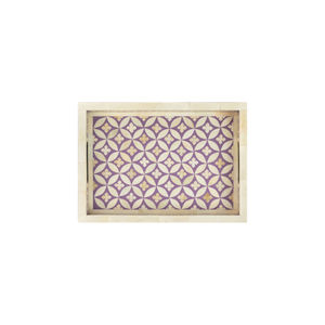 Bandeja de servir rectangular de madera con perlas hecha a mano de alta calidad, estilo marroquí, bandeja decorativa para mesa, para el hogar y restaurantes. - Product Image 1