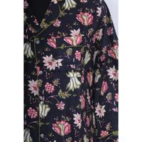 Robe longue en coton pour femme, style kimono romantique, imprimé floral, manches évasées, ceinture, tombé fluide soyeux, taille naturelle, boutonnée, vente en gros