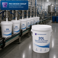 Seau en résine plastique de 20 L avec couvercle distributeur ; Seau industriel hermétique pour l'emballage de produits chimiques liquides