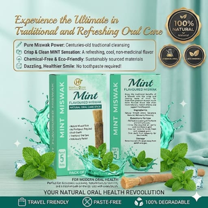 HerbuCare Mint Miswak, Palitos de Cuidado Bucal Natural, Paquete de 5 Palitos de Higiene Dental de Madera para un Aliento Fresco y Dientes Limpios - Product Image 5