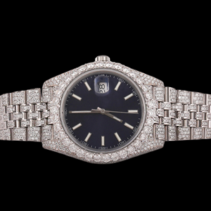 Reloj de Moda con Caja Redonda, Cierre Oculto, Movimiento de Cuarzo, Esfera de Cristal, Diamante Moissanite de Corte Brillante, Estilo Hip Hop Clásico - Product Image 2