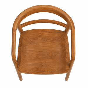 Chaise de salle à manger scandinave en teck écologique avec dossier et accoudoirs courbes - Durable, imperméable et stable pour une utilisation à la maison et en extérieur - Product Image 4