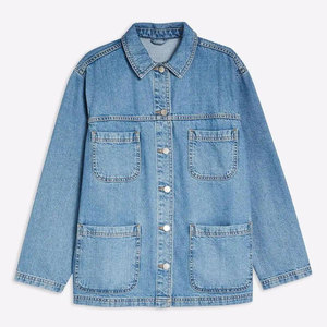 Veste en jean classique pour femme de qualité supérieure, bleu délavé, avec boutons sur le devant et poches avant, manteau en jean léger pour l'hiver - Product Image 4