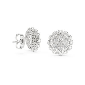 Pendientes de Oro Blanco de 14K con Diamantes Cultivados en Laboratorio, Redondos, para Mujer |   Ropa de Oficina |   Diamante Cultivado Nuevo - Product Image 6