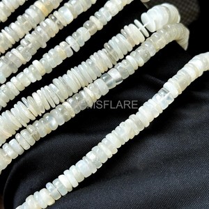 Cuentas de piedra lunar blanca natural de 5-6 mm, cuentas sueltas lisas para la fabricación de joyería, venta al por mayor por fabricante. - Product Image 3