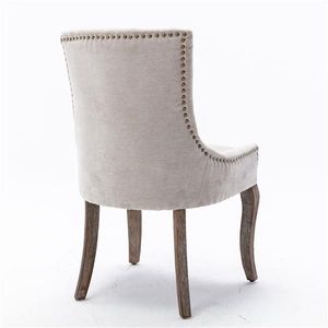 Ultra Side Dining Chair Set 2 Retro <b>Style</b> Furniture Thickened Fabric Neutrally Toned Solid Wood Legs Bronze Nail <b>Head</b> Furniture - Product Image 5