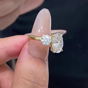 New Design Oval & 2.00ct Lab Grown Minimalist Engagement <b>Ring</b> 14K Yellow <b>Gold</b> Bezel <b>Set</b> IGI Certified Diamond Promise <b>Ring</b> - Product Image 2