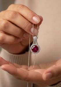 Collier pendentif pour femme en argent 925 avec grenat naturel et moissanite, serti clos, bijoux à porter au quotidien - Product Image 3