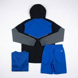 2025 New Unisex Solid Ombre Red <b>Gold</b> <b>Metallic</b> Lightweight Polyester Waterproof Windbreaker Jacket Shorts Set EKIN Logo Tracksuit - Product Image 2