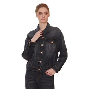 Willshela Femme Chic Vintage Denim Bleu Simple Boutonnage Veste Imprimé Respirant Manches Longues avec Poches Revers Cou Tenues - Product Image 2