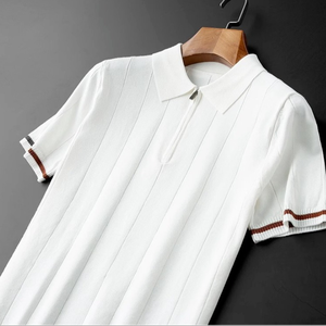 Venta al por mayor 2026: Camiseta de cuello alto para hombre, 100% algodón, con media cremallera, diseño de punto de seda helada, logotipo frontal personalizado, para camisa. - Product Image 5