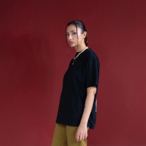 Men's Black Short Sleeve <b>T</b>-Shirt 100% Cotton Jersey Regular Fit O-Neck Casual Letter Print <b>Back</b> Logo Knitted Fabric - Product Image 4