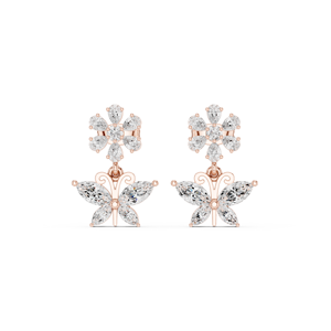 Pendientes de diamantes florales de diseño en oferta, con brillantes diamantes de corte múltiple, ideales para fiestas y como regalo para mujeres. - Product Image 1