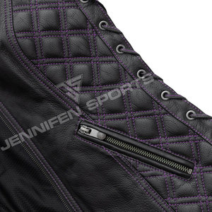 Black Leather Motorcycle Vest Women Side Laces&<b>Fringes</b> Size XXL <b>Top</b> Quality Custom Made New Style 2026 Customized Vests - Product Image 4