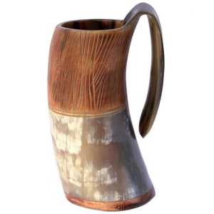 Jarra de Cuerno Vikinga Tallada a Mano, Altamente Pulida y Personalizada, para Vino y Cerveza, Hecha con Cuerno Natural de la India - Product Image 2