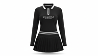 Ensemble de pickleball personnalisé pour femme, polo à manches longues et quart de zip, jupe-short, taille élastique, col montant, tricot Oxford, vêtements de sport OEM