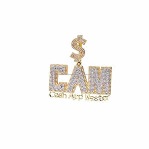 Pendentif de luxe « CAM » avec diamant de laboratoire, chaîne hip-hop personnalisée style « cash », bijoux bling pour homme - Product Image 3