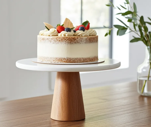 Support à gâteau personnalisé en marbre avec base en bois, plateau à pâtisserie pour la pâtisserie, support en travertin, support à gâteau en bois et marbre - Product Image 4