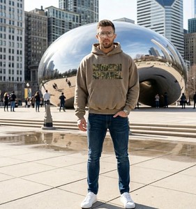 Sweat-shirts surdimensionnés pour hommes, en coton lourd 400 g/m², sans cordon, avec broderie personnalisée en chenille, logo OEM, streetwear de haute qualité. - Product Image 1