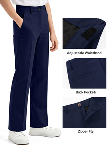 Pantalon d'écolier pour garçons, taille ajustable, en twill, avec 4 poches, style pantalon de golf. - Product Image 4