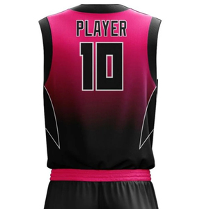 Basketball Jersey Set Sublimated Pink Black Gradient V-Neck Sleeveless Quick Dry <b>Athletic</b> Uniform Adults Unisex - Product Image 3