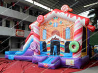 Structure gonflable aquatique Candy House, parcours de jeux sportifs combinés, château de saut extérieur décoratif, petite structure de vente pour fête foraine