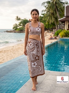 Lightweight Anti-UV Breathable Polyester Printed Twill Short Sarong Pareo Custom Manufacturing Service for Women Beachwear - Product Image 4
