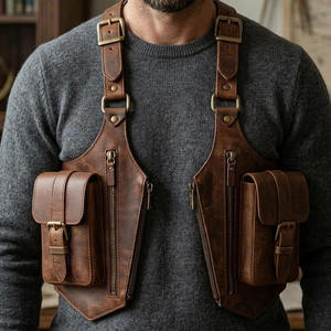 VIBE SEWN Genuine Leather Shoulder Holster Bag Organizer Elegant Vintage Finish Durable 25L Capacity Waterproof Adjustable Strap - Product Image 2