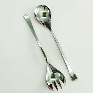 Mango de extremo de corte Chapado en plata con cuchara, tenedor, juego de utensilios de cocina con cuchara y tenedor de fruta, juego de servidor de ensalada, nuevo - Product Image 4